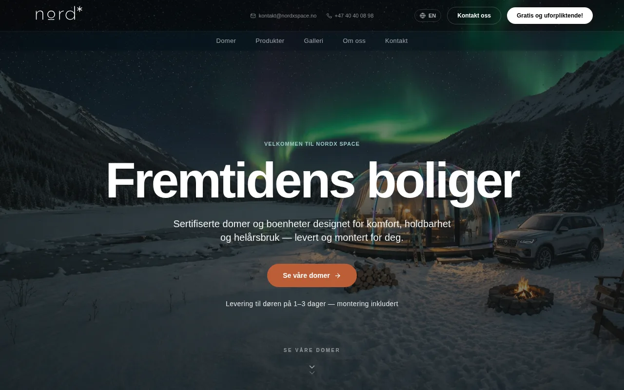 Forhåndsvisning av nettsiden NordX Space