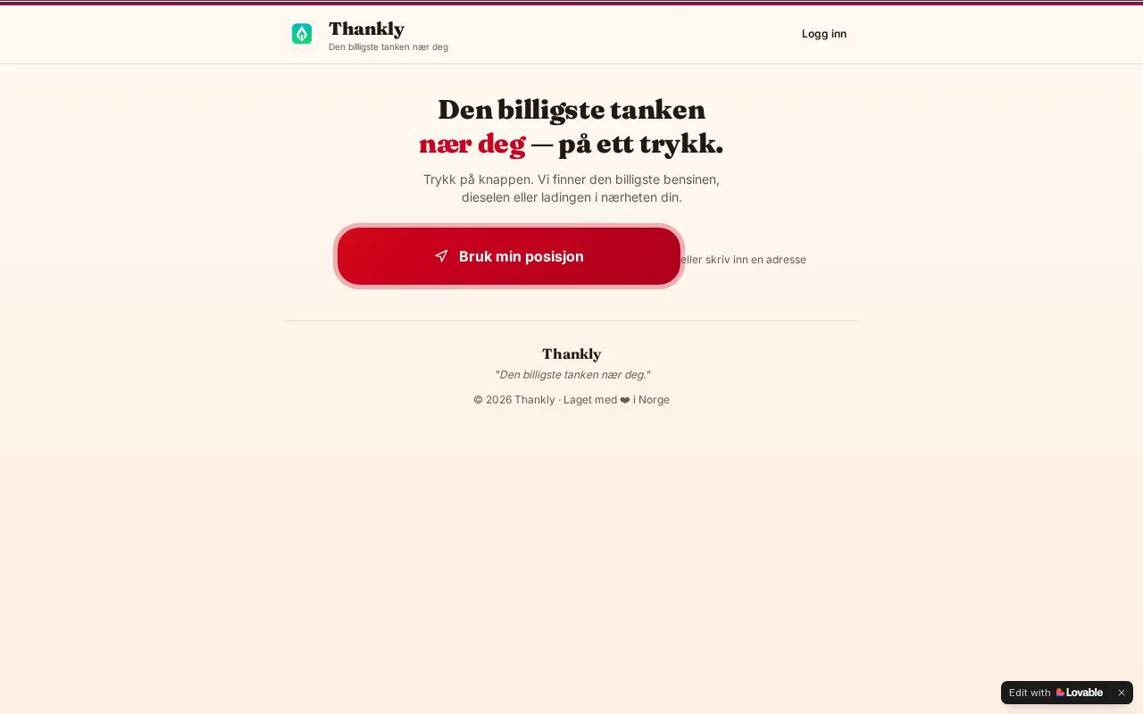 Konseptvisning av Tankly, vist uskarpt fordi arbeidet pågår